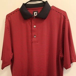 Mens Red & Black Striped Footjoy Polo Shirt size Medium